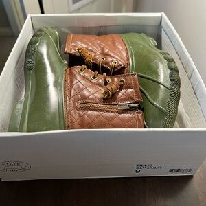 Steve Madden Quilted Brown and Green Boots